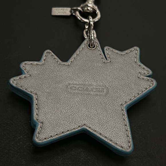 Vintage Coach Stacked Stars Patent Leather Bag Charm Keychain Ring Crystal Gem - Picture 6 of 8